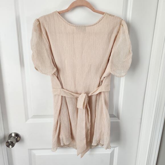 Lane Bryant Women's Cream Short Puff Sleeve Top Dots Metallic Size 14/16 - Picture 6 of 6